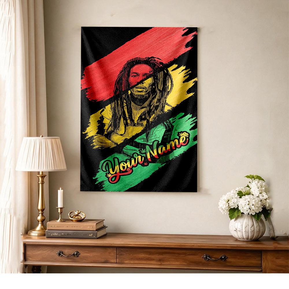 Bob Marley Customize Text Tapestry Aesthetic Wall Tapestry Non-Fading Color Perfect for Studio Apartment Ideal for All Seasons