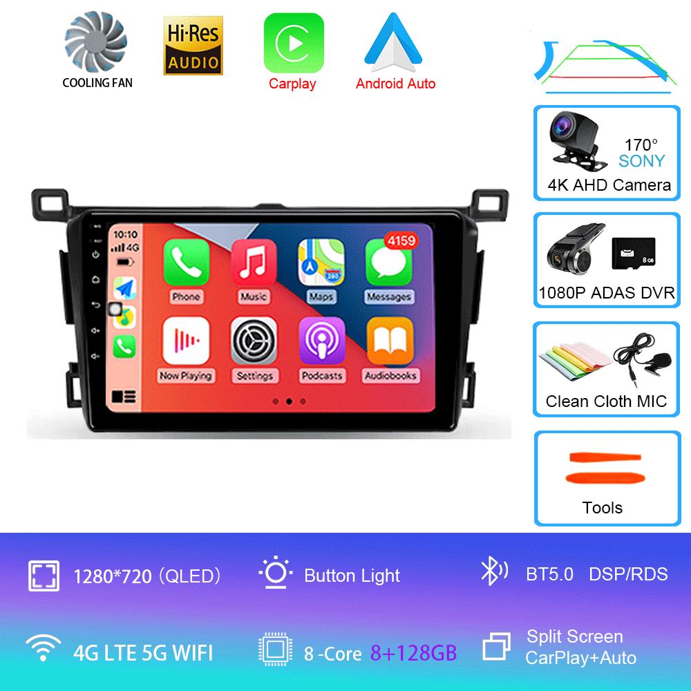 Автомобильное радио Android 14 Carplay Auto для Toyota RAV4 Rav 4 2013 2014 2015 2016 2017 2018 2019 Мультимедийный видеоплеер GPS головное устройство