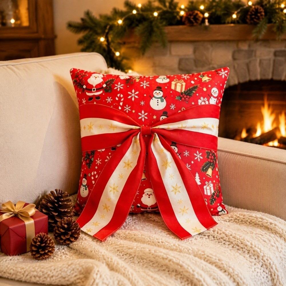 Snowflake Christmas Pillow Cover Exquisite Snowman Pillow Cover Throw Cushion Case Bedroom