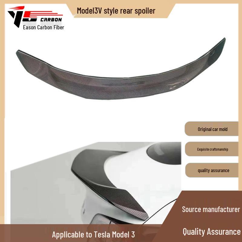 Tesla Model 3 2018-IN V Style Carbon Fiber Rear Spoiler