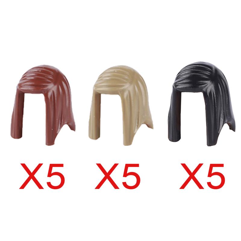 MOC Городские строительные блоки Части тела фигурок Креативные аксессуары Длинные волосы Коричневые Черные Золотые Мини-кирпичики Совместимая игрушка Подарок k030