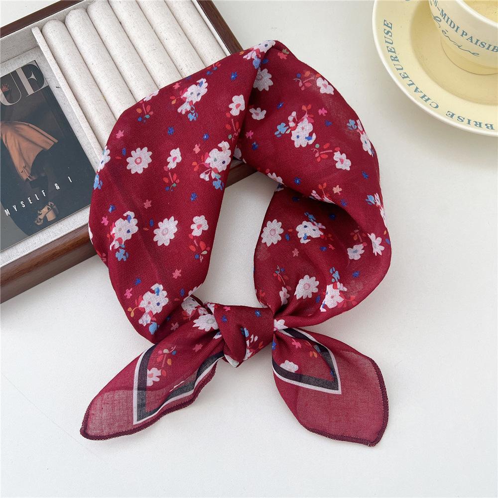 Маленький квадратный шарф из хлопка и льна, шелковый шарф, женский, весна и осень, новый стиль, художественный и универсальный, модный, темпераментный шарф-повязка на голову