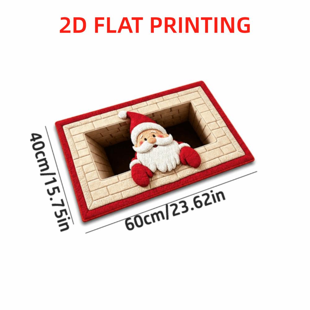 2D Flat Santa Door Mat Faux Cashmere Christmas Bath Mat Decorative Floor Rug Christmas Home Decor