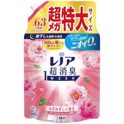 Lenor Ultra Дезодорирующий Тканевый Цветочно-Фруктовый 1-недельный Кондиционер, Мыло, Заправка, 2 060 мл [Большой Объем]