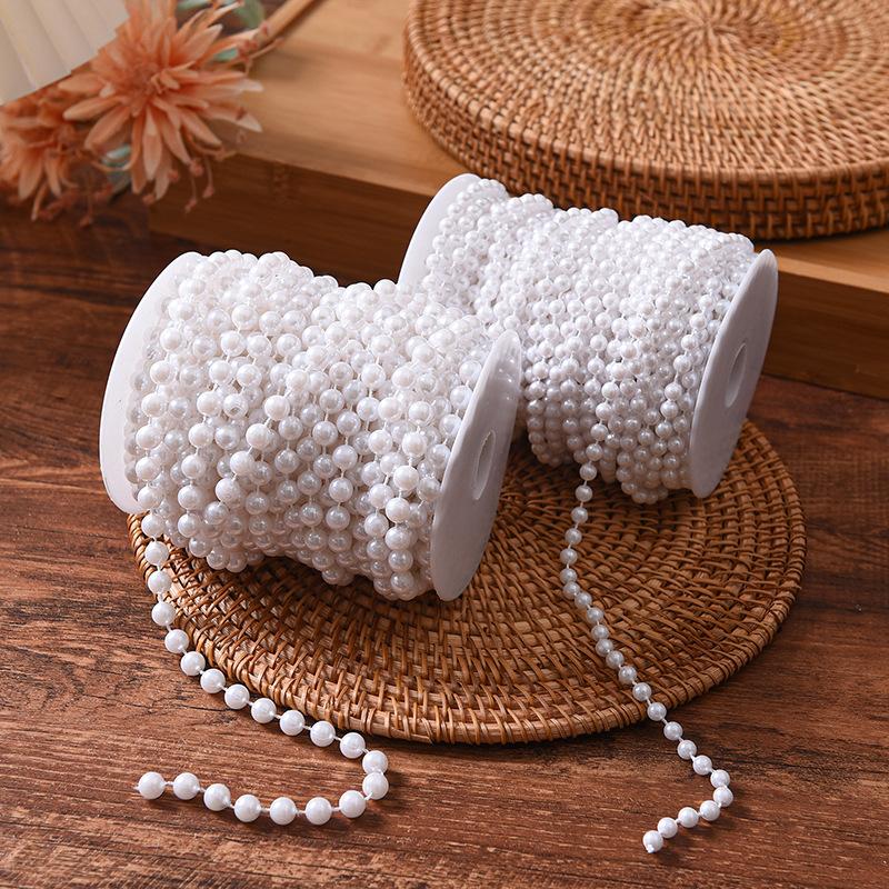 5m Artificial Pearl Beads Chain for Bouquet Gift Packaging Wedding Party Decor DIY Jewelry Craft Clothing Sewing Accessories