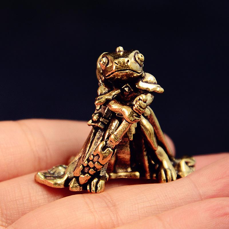 Vintage Brass Frog Statue Miniature Frog Sculpture Antique Animal Figurine Tea Pet Home Office Decor Ideal For Collectors