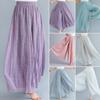 Women Casual Culottes Oversized Skirt Wide Waist Solid Color Elastic High Leg Pants Pants Streetwear