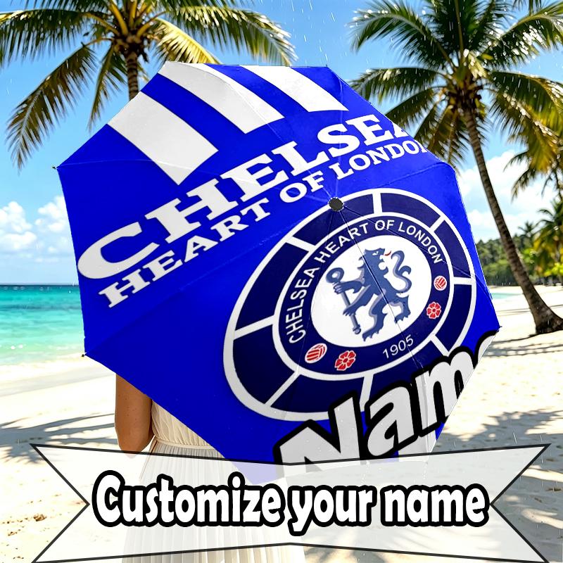 Custom Name Personalized football club F.C Print Umbrella, Auto Open Close, 8‑Rib Sturdy Frame, Commute Camping Hiking Use, Birthday Gift