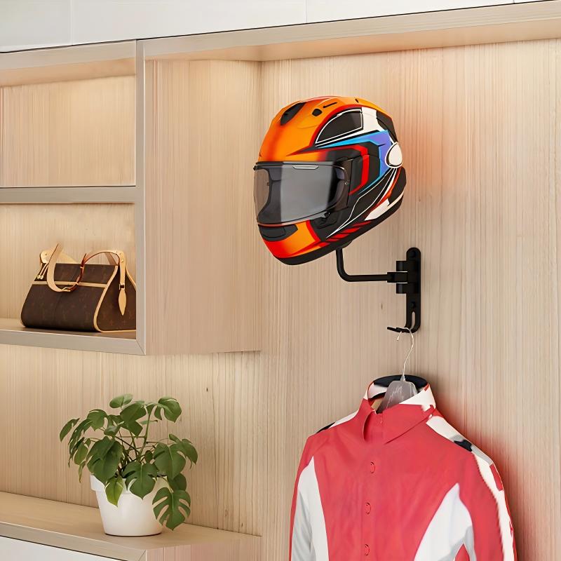 Motorcycle Helmet Rack Wall Mount Metal Hat Bike Helmet Holder Double Hook Display Helmet Hanger Stand Motorcycle Accessories