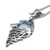 Mens Stainless Steel Viking Fenrir Wolf Head Pendant Necklace Men Silver