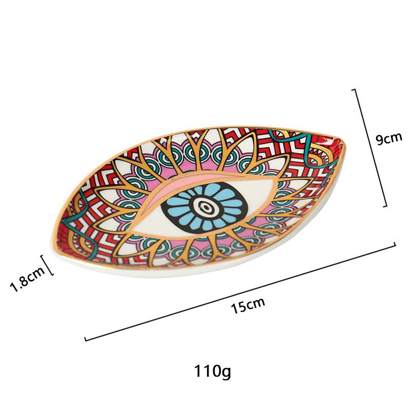 1pc Ceramic Jewelry Storage Tray Turkish Evil Eye Desktop Organizer for Rings Earrings Keys Trinket Plate Home Decor Accessorie