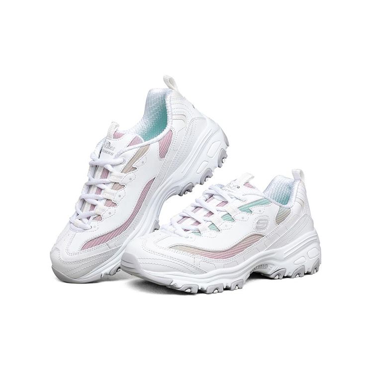 Skechers DLites 1.0 Синтетическая кожа Ткань Удобные Низкие Папины Кроссовки Женские кроссовки Белый Мультиколор 149253-WMLT