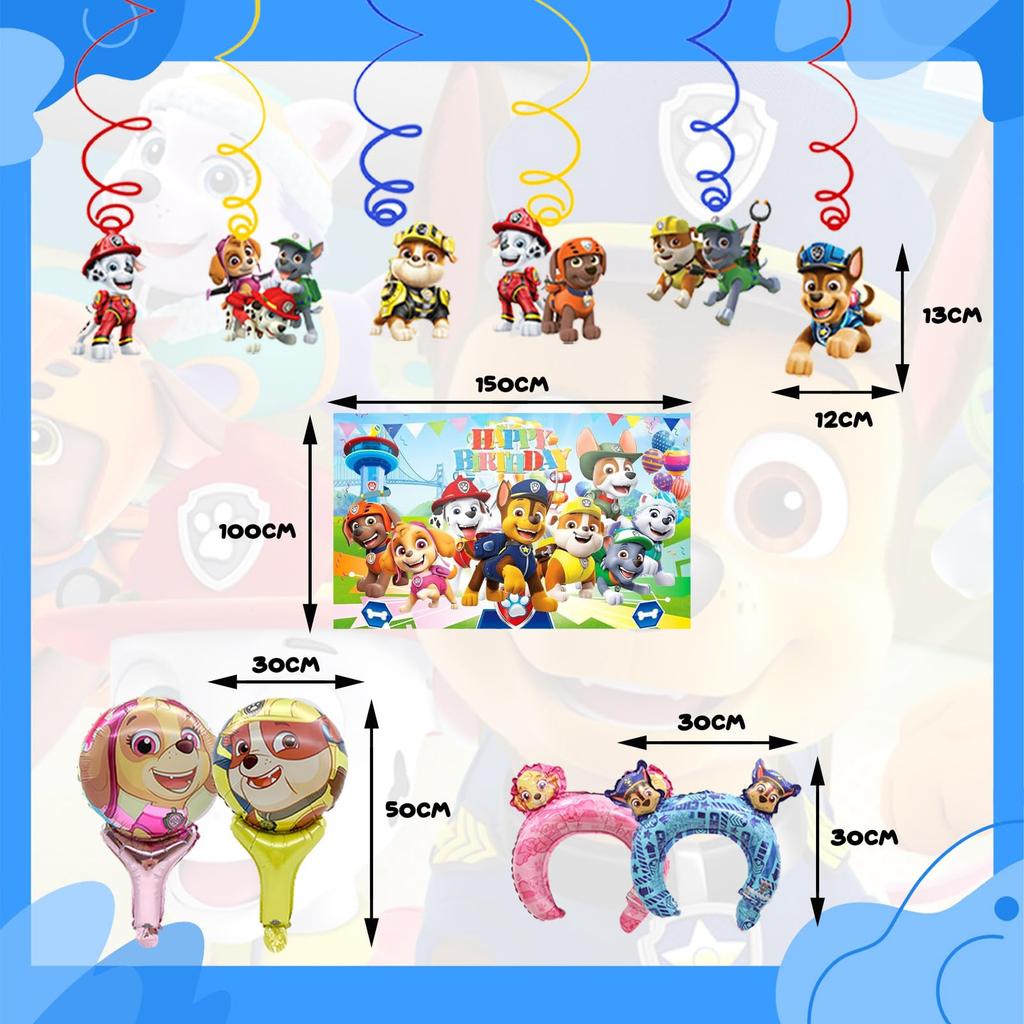 FCXZI Персонаж Щенячий патруль День рождения Детская вечеринка по случаю дня рождения С днем рождения День рождения Подвесная повязка на голову Украшения для дня рождения на 1-й и 2-й дни рождения