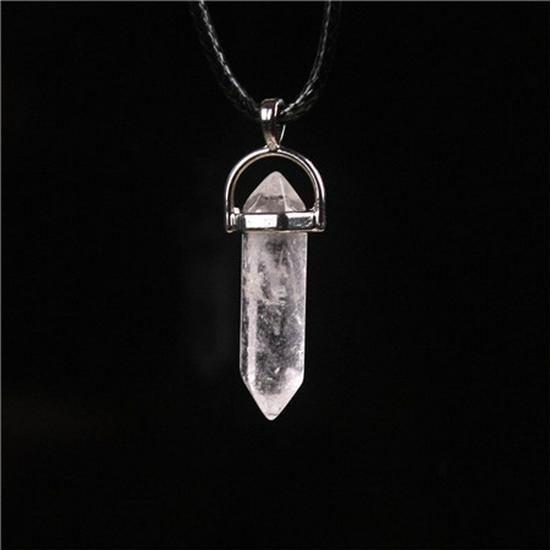 Hexagonal Agate Bullet Quartz Crystal Pendant Necklace