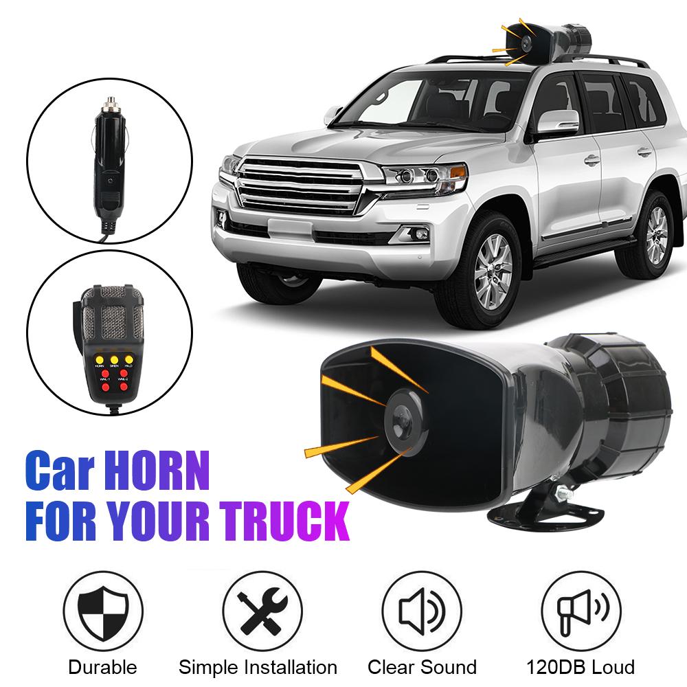 Car Horn Police Siren Air Horn Speaker Car Warning Alarm Megaphone Multi-tone & Claxon Horn 12V 100W 120DB Loud