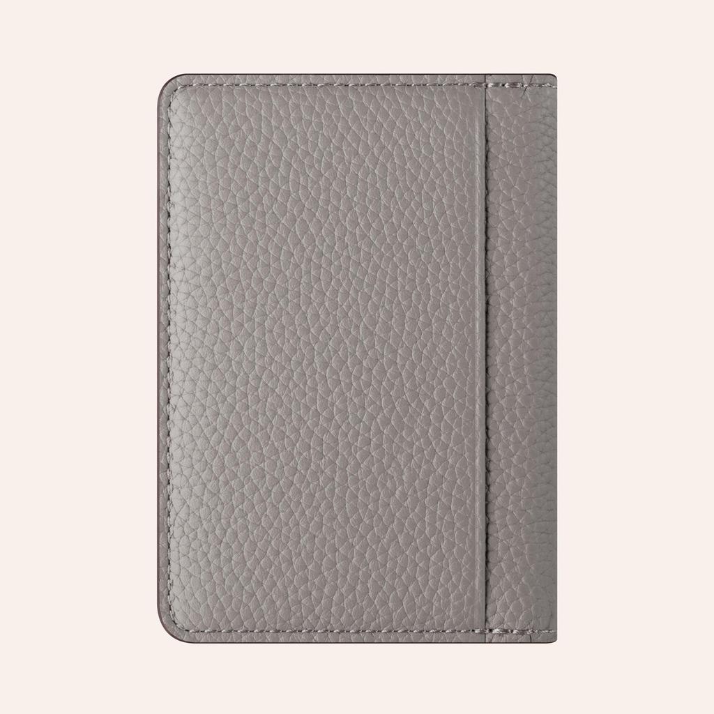 COGURE Card Case Genuine Leather Shrink Calf Leather Thin Bifold Unisex Gift Box Included Window Pocket [COGURE] Greige+Pink