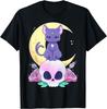 Kawaii Pastel Goth Cute Creepy Cat Bat Skeleton T-Shirt Print Original Design Gifts T Shirts Mens Clothing Camisas Streetwear