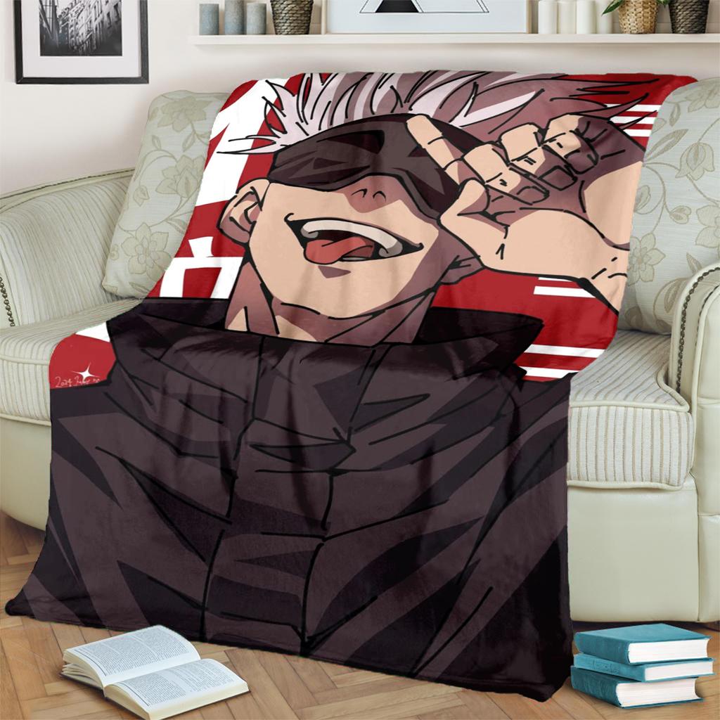 Jujutsu Kaisen Print Flannel Blanket Soft Comfortable for Bedrooms, Sofas, Beds, Chairs, Picnics, Travel
