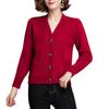 Women Knitted Cardigan Spring Autumn V Neck Button Closure Long Sleeves Solid Color Middle Age Ladies Coat Top Streetwear