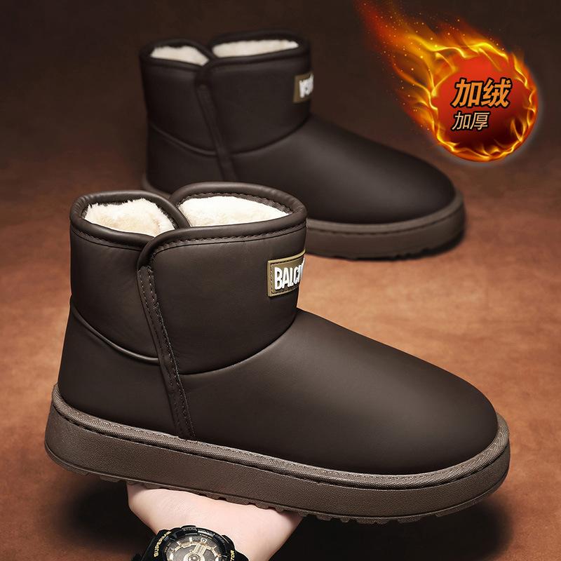 Мужские зимние сноубутсы, непродуваемые и теплые, с утолщенной подкладкой, высокие хлопковые ботинки, уличные водонепроницаемые зимние ботинки, модные хлопковые ботинки