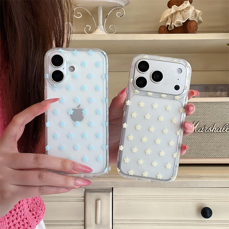 **Прозрачный чехол со звездами для iPhone 17/16 Pro Max/15/14 - Дизайн в стиле Японии и Кореи**