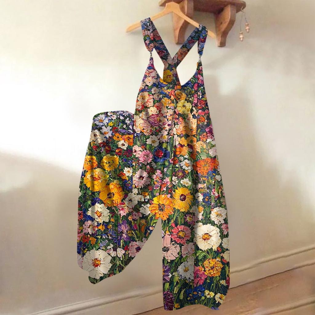 Women's Loose Casual One-piece Summer Floral Print Jumpsuit