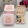 1pcs Letter Jewelry Box Pink Single Layer Storage Box Ladies Classic Pure White Fashion Storage Travel Leather Box