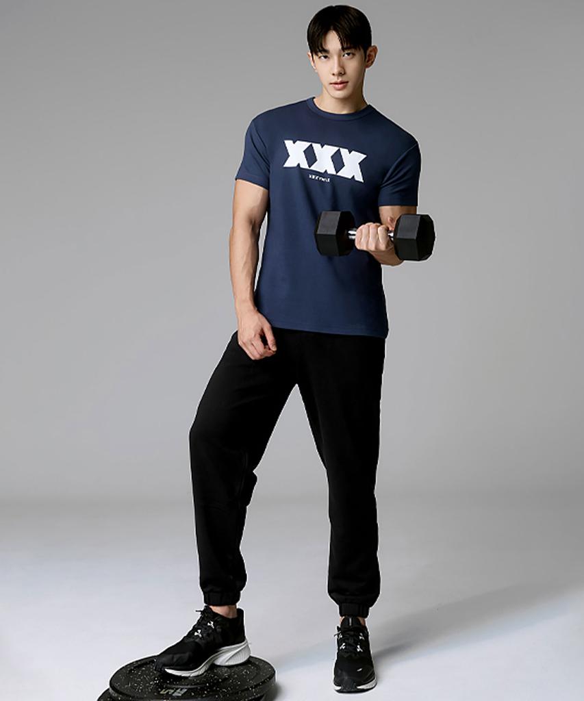 XEXYMIX Small Letter Sweat Jogger Pants Black Xmmtp01J1
