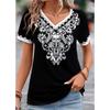 Retro 3D Printed T-shirt, Women's Totem Print, Ethnic Style Women's Clothing, Summer Casual Short Sleeved Top T-shirt, Plus Size T-shirt