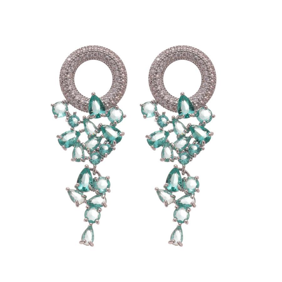 Французский придворный стиль Серьги-пусеты с прямоугольным цирконом на серебряных иглах Изысканные легкие роскошные высококлассные серьги Преувеличенные серьги Женщины