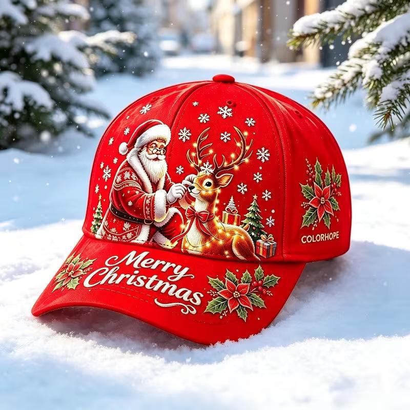 Exclusive for red Christmas hats, Santa hats, adults, children, digital printing casual design