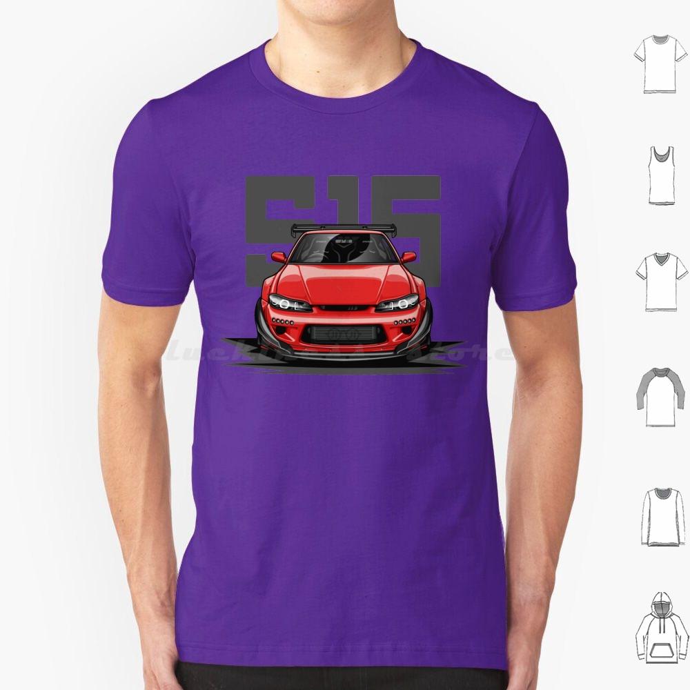 Silvia S15 Front Candy Red T Shirt 6xl Cotton Cool Tee Car Automotive Racing Vehicle Race Cool Sports Supercar Fitment Man