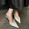 Summer NewWomen Sandal Shoes Fashion Shallow Slip On Ladies Elegant Slingback Shoes Thin High Heel Dress Pumps New Woman