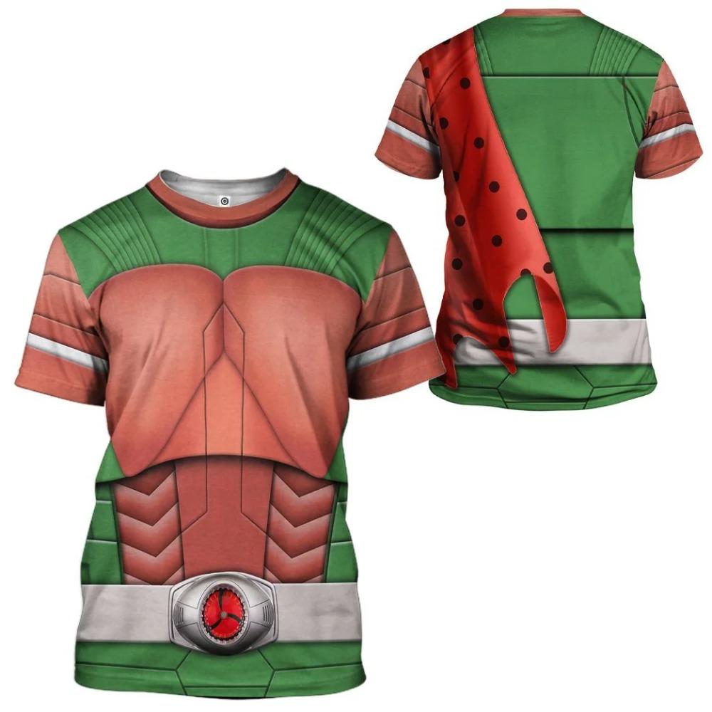Футболки Kamen Rider W CycloneJoker Японское Токусацу Косплей 3D Печать Детские Футболки Летние Мужские/Женские Харадзюку Короткий Рукав Y2k Топ