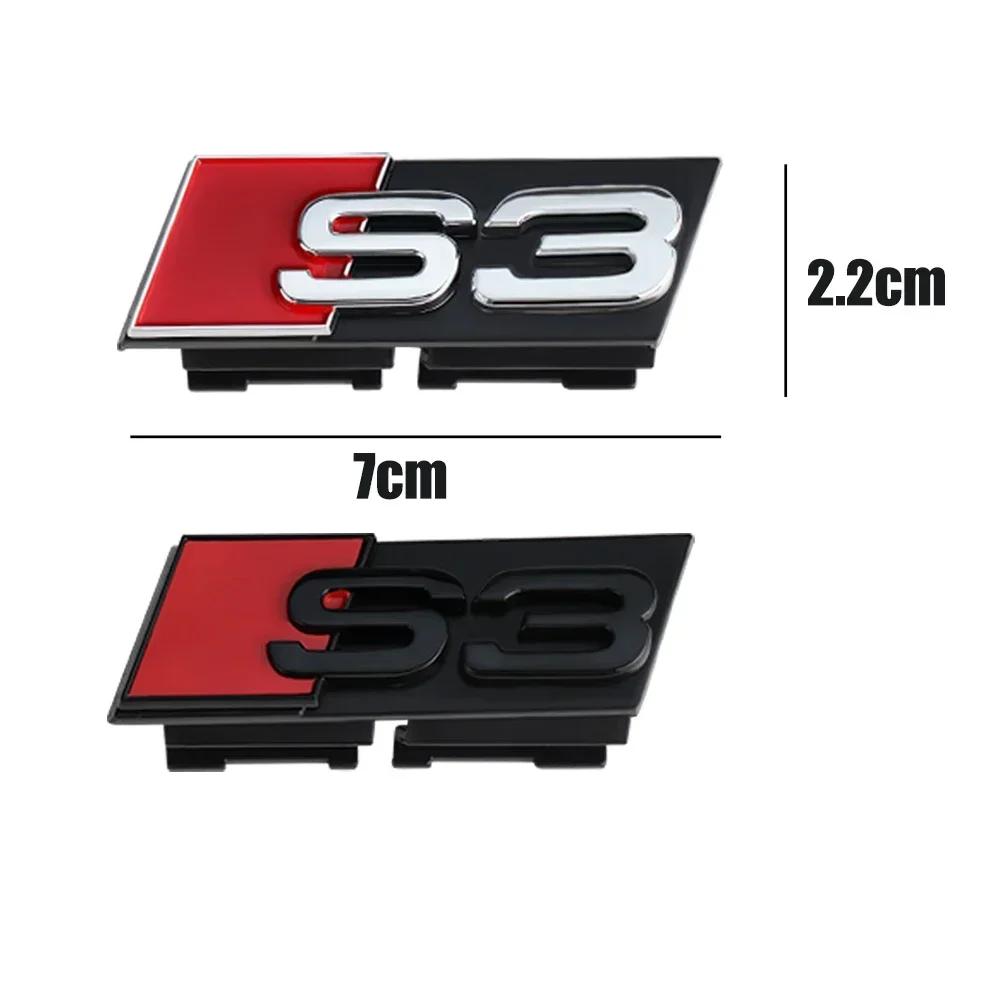 2026 3D ABS Chrome Black Logo S3 S4 S5 S6 S7 Grill Emblem Car Front Grille Badge Decoration For Audi S3 S4 S5 S6 S7 Auto Accrssories