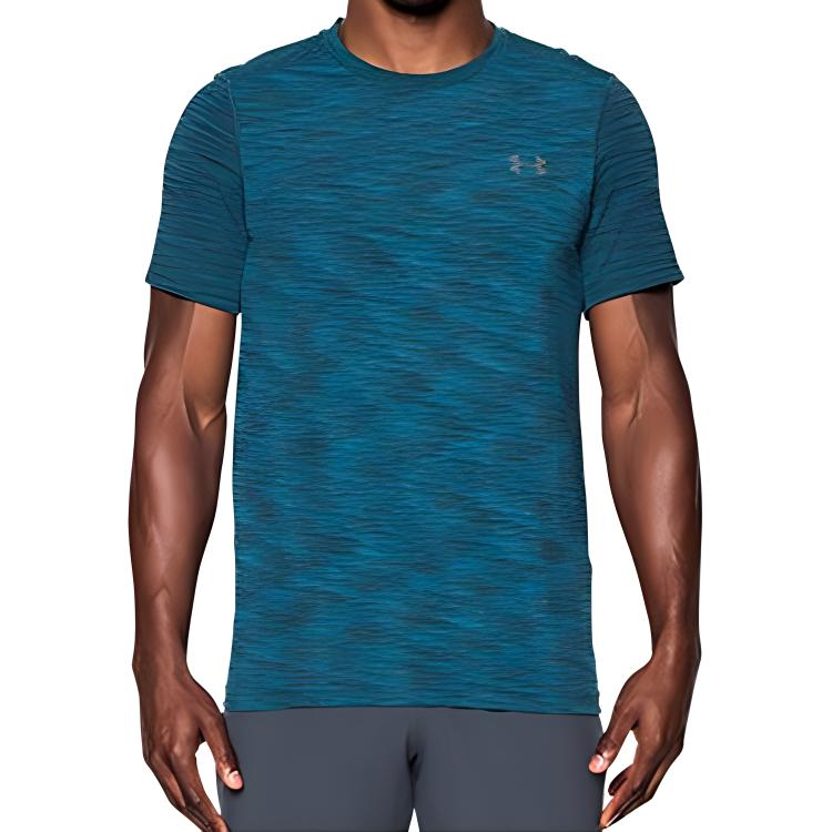 Under Armour Футболка мужская повседневная спортивная с логотипом и круглым вырезом, цвет синий 1289596-953