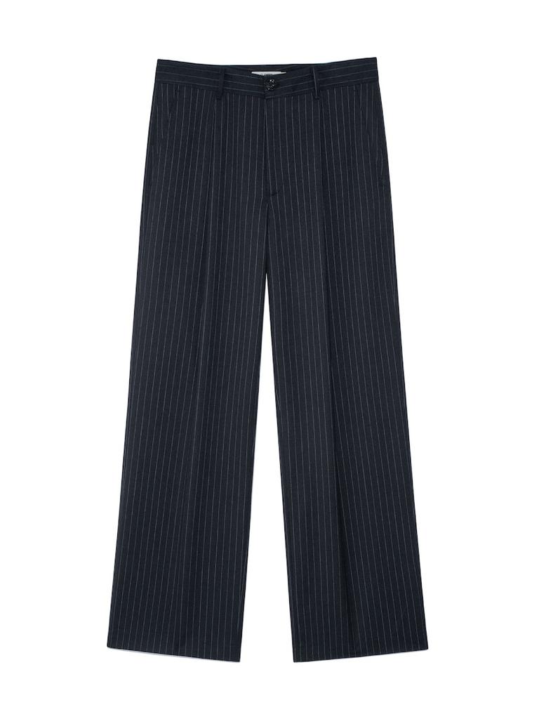 GLOWNY G Gentle Wide Leg Pinstripe Pants (Navy)
