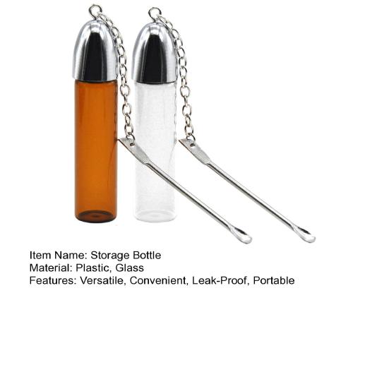 2Pcs Storage Bottle Leak-Proof Spice Container Portable Pill Powder Bottle with Mini Spoon for Outdoor Travel Camping