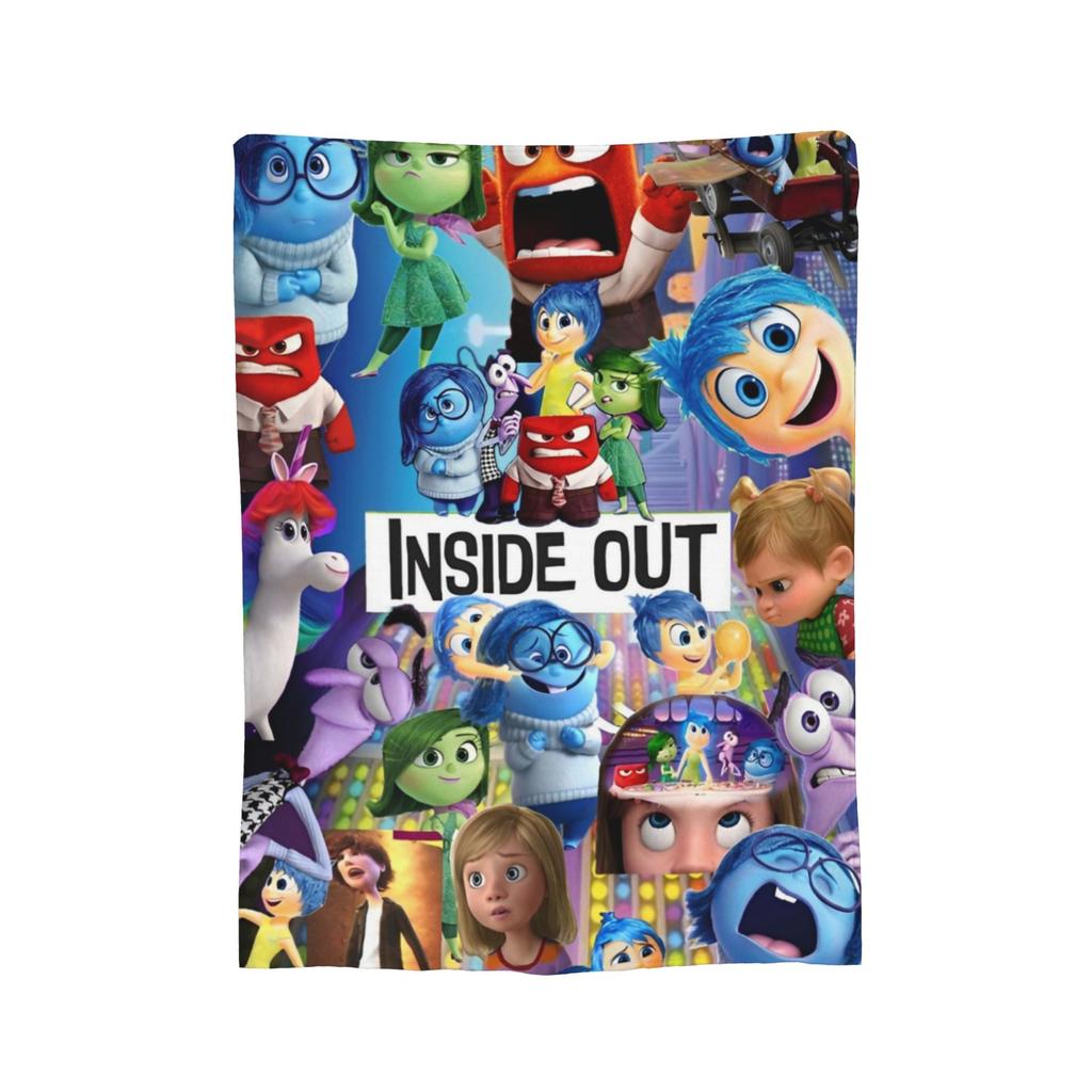 Inside Out Wool Blanket Cartoon Action Comedy Funny Throw Blankets for Sofa Bedding Lounge 125*100cm Rug Piece,