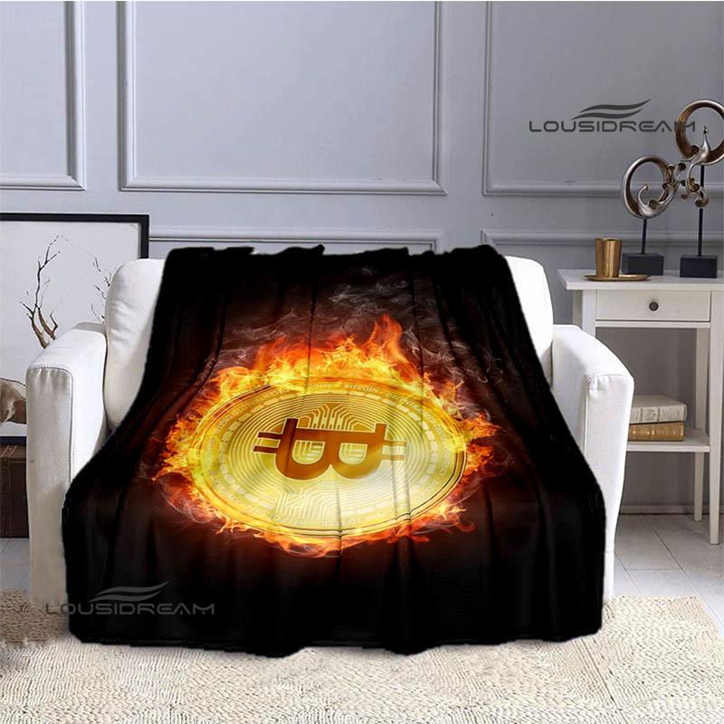 Bitcoin Fashion Printed Blanket Kids Warm Blanket Flannel Soft Cozy Blanket Sofa Bed Blanket Travel Blanket Birthday Gift