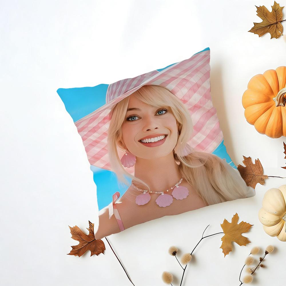 MMargot Robbie Cushion Cover Washable Linen Pillowcase Soft for Daily Sofa Bed Home Room Decor
