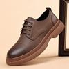 Leather Shoes Men's 2025 Low-top British Style Men's Round Head Big Head Tooling Shoes Platform Casual Derby Shoes 2025