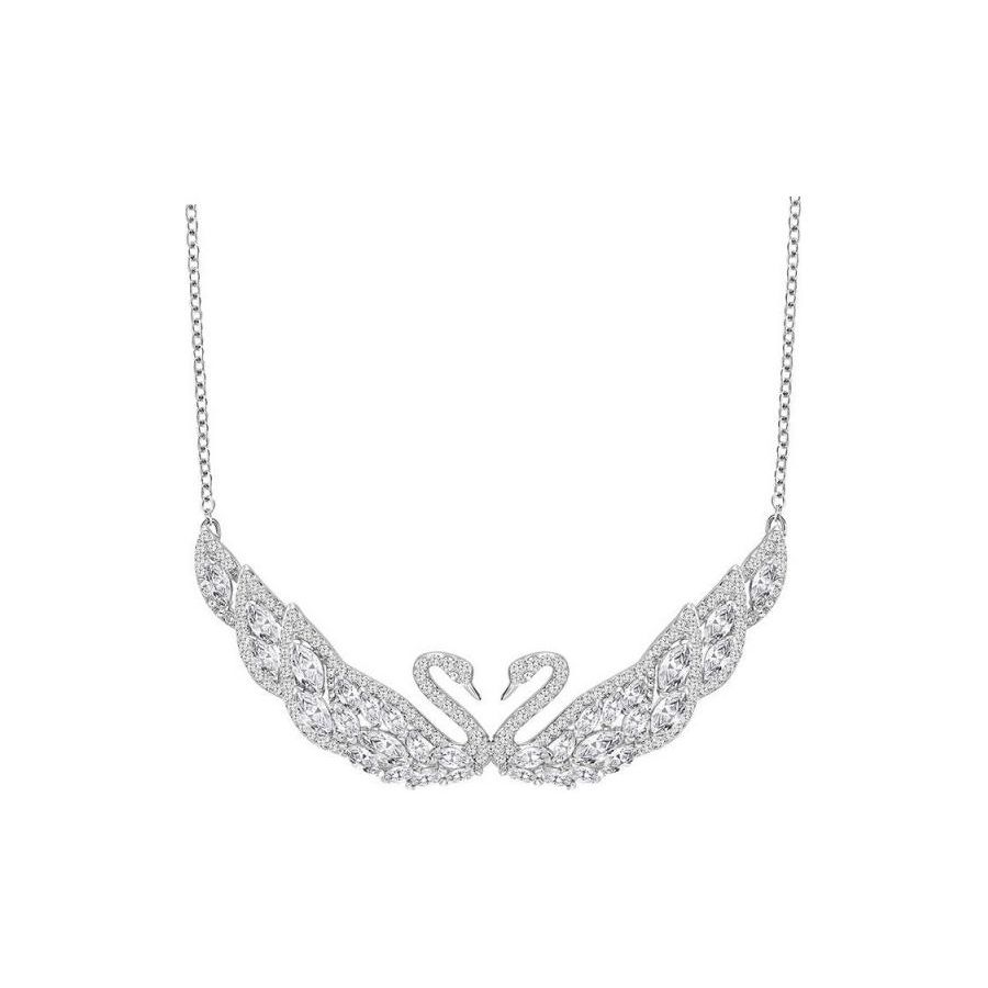 Swarovski Кристальный лебедь Двойной лебедь Ожерелье Женское ожерелье Серебряный 5201962