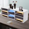 12-Slot White Mail Sorter Organizer W/ 4 Tiered Shelves,Modern Freestanding Desktop Paper Organizer for Office, Home & Classroom