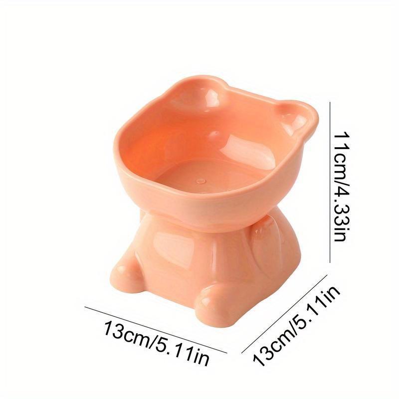 Приподнятая миска для кошек, миска для защиты шеи для питомцев, наклонная конструкция, миска на высокой ножке для кошек, милая миска для кошек для еды и воды