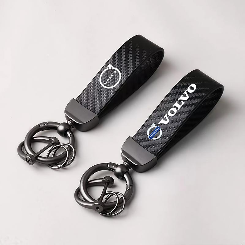 rvgfn3 Car Keychain With Custom Logo Keyring Key Cover Gift For Volvo XC60 XC40 V60 V40 XC90 XC70 V50 S60 V70 S90 AWD V90 Carbon Fiber