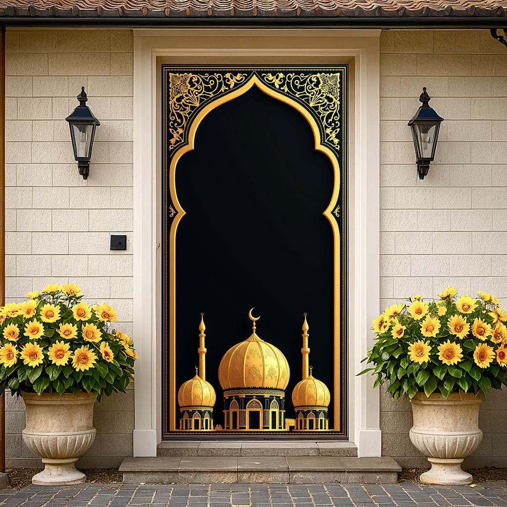 Исламская мечеть Большой гобелен для Рамадана Ид Мубарак Фон для молитвы Занавески Настенный декор Мусульманский пейзажный баннер