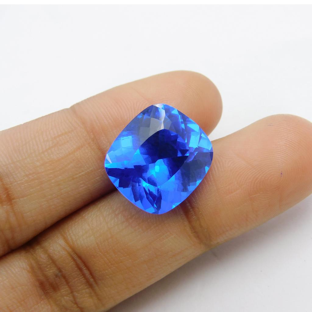 Natural Blue Tanzanite Loose Gemstone 15.30 ct Cushion Cut for Jewelry Making and Gem Collections