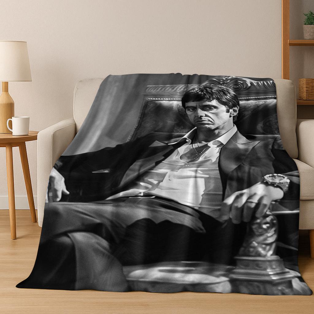 Classic Scarface Tony Montana Movie Art Flannel Blanket,Cozy Soft Throw Blanket for Home Bedroom Bed Sofa Picnic Cover Gift