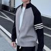 Мужской зимний кардиган Color Block - Повседневный вязаный свитер в корейском стиле